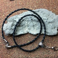 Braided leather cord necklace