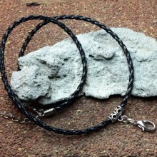Braided leather cord necklace
